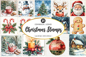 Christmas Stamp Clipart, a Transportation Illustration by SinaCreation