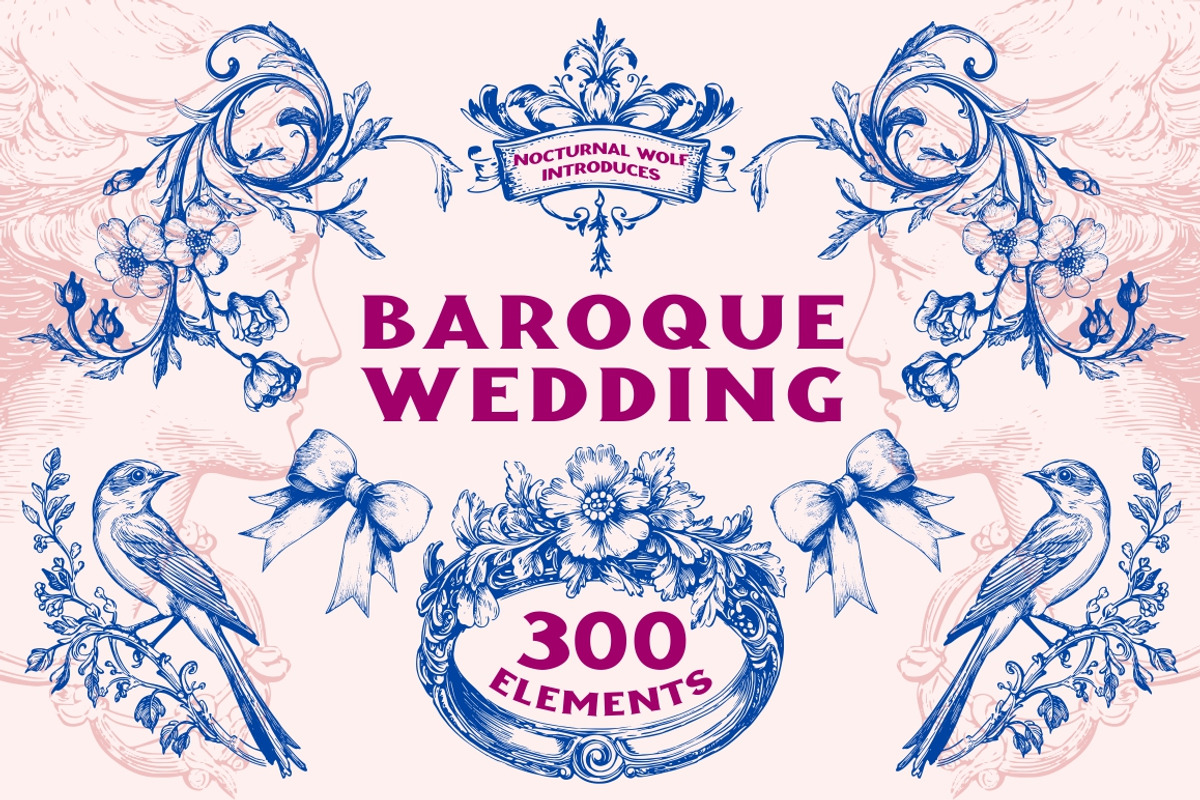 300 Baroque Wedding elements, a Decorative Illustration by Nocturnal Wolf (Photo 1 of 14)