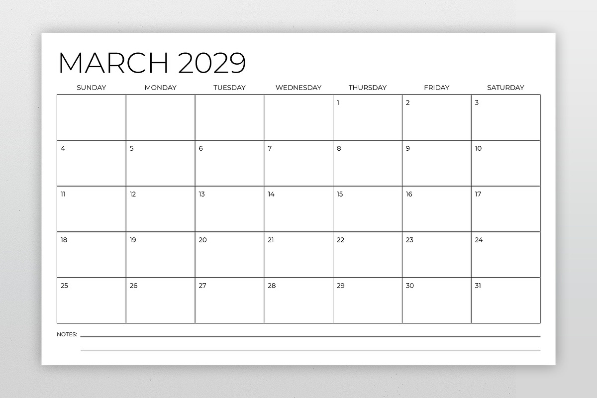 2029 11x17 Calendar Template, a Stationery Template by Running With Foxes (Photo 2 of 5)