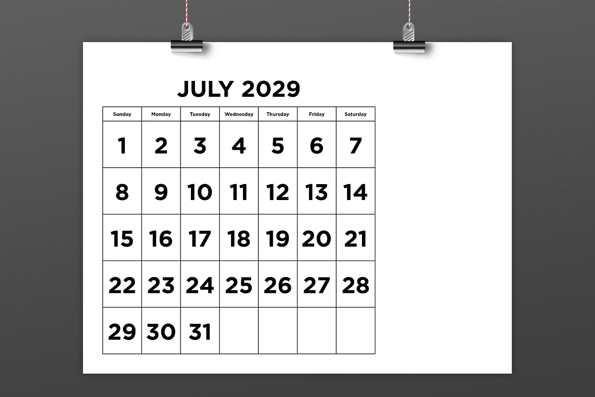 2029 Large Number 8.5x11 Calendar, a Stationery Template by Running With Foxes (Photo 3 of 5)