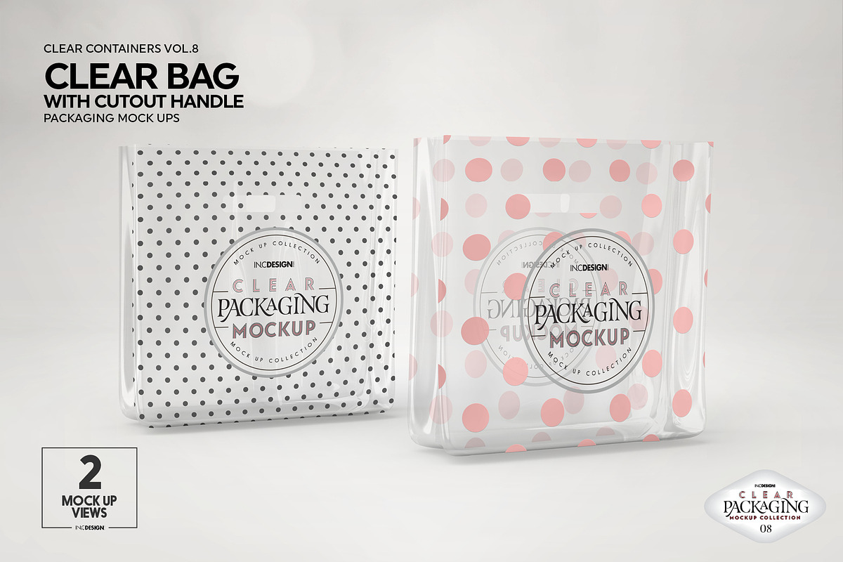 Clear Bag with Cutout Handles Mockup, a Packaging Mockup by INCDesign (Photo 2 of 10)