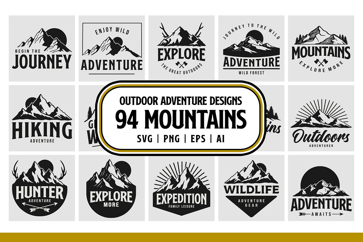 Mountain Adventure Logo Bundle, an Illustration by Tekuni (Photo 1 of 16)