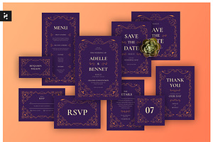 Purple Luxury Wedding Suite Template, an Invitation Template by Neermana