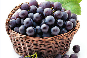 Fresh black Grapes in basket, Organi, a Food & Drink Photo by Pixeness Studio