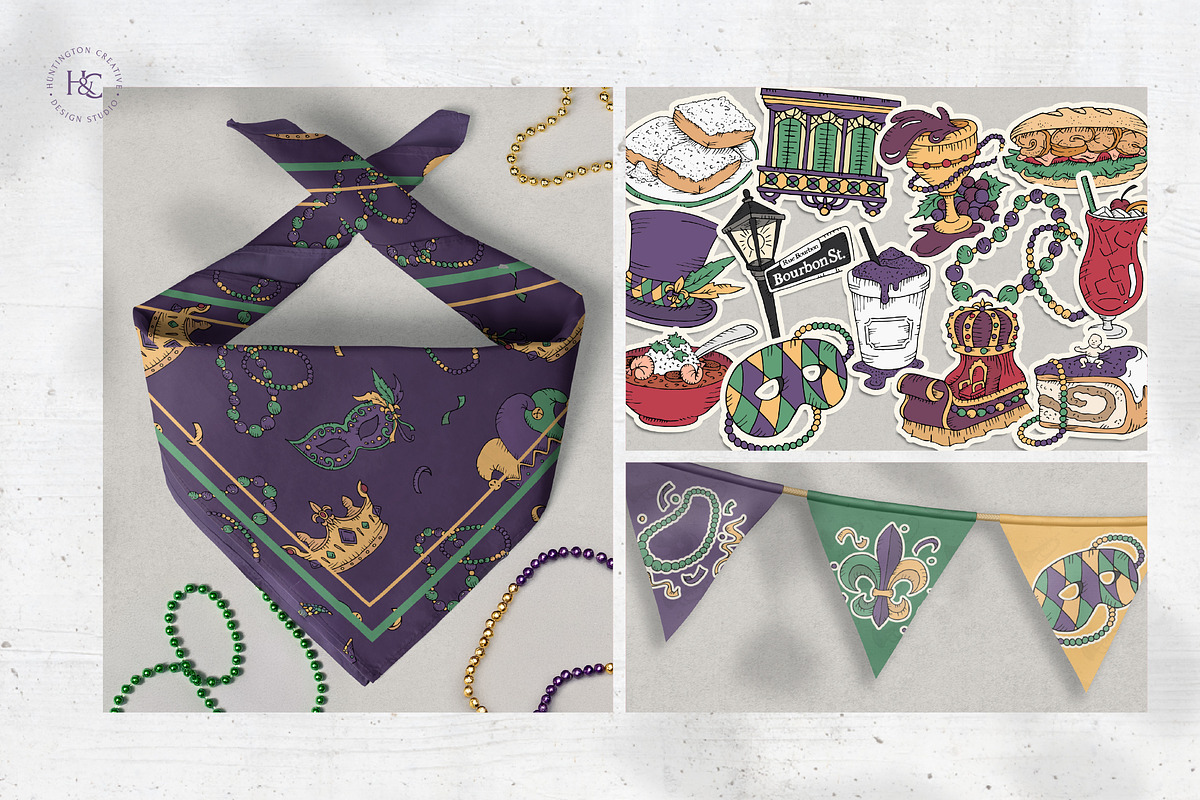 Hand Drawn Mardi Gras Images, a Seasonal Illustration by H&C Drawings & Designs (Photo 13 of 15)