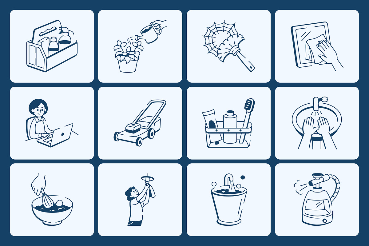 Animated Chores Doodle Icon Set, an Outline Icon by Vectors Market (Photo 4 of 5)