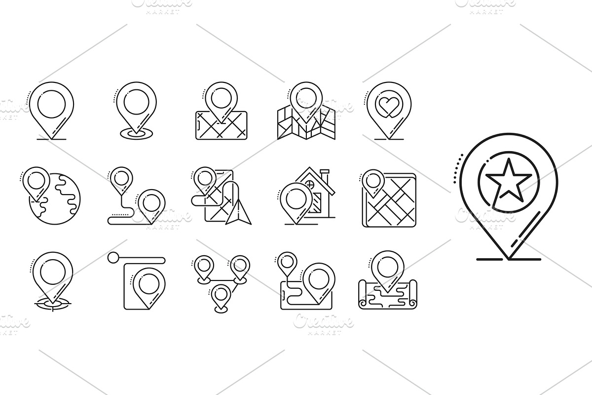 Location pam point icons, an Object Illustration by Vector Tradition