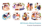 Lifestyle of happy black people set, a Person Illustration by Good Studio (Thumbnail 1 of 9)