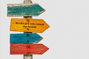 Wooden pole with colored sign boards, a Transportation Illustration by VetalStock