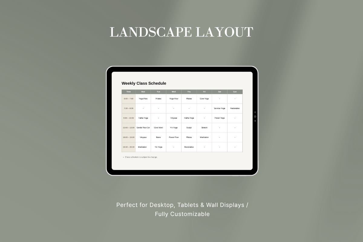 Yoga Class Schedule Template Canva, a Stationery Template by batang (Photo 3 of 5)