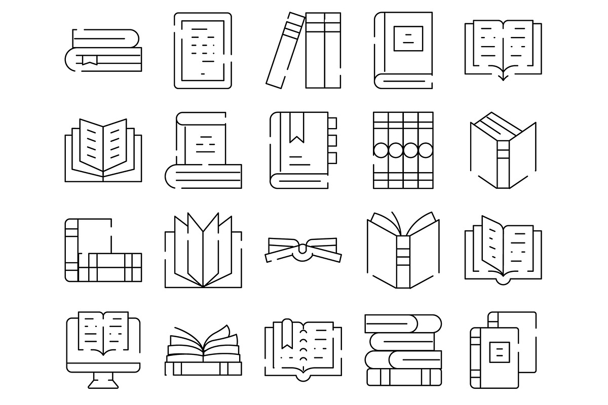 Books and reading line icons, an Object Graphic by pikepicture (Photo 2 of 3)