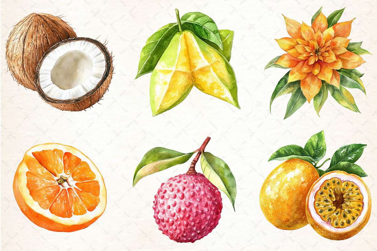 Watercolor Tropical Fruit Clipart, an Illustration by Libby Wishes (Photo 4 of 5)