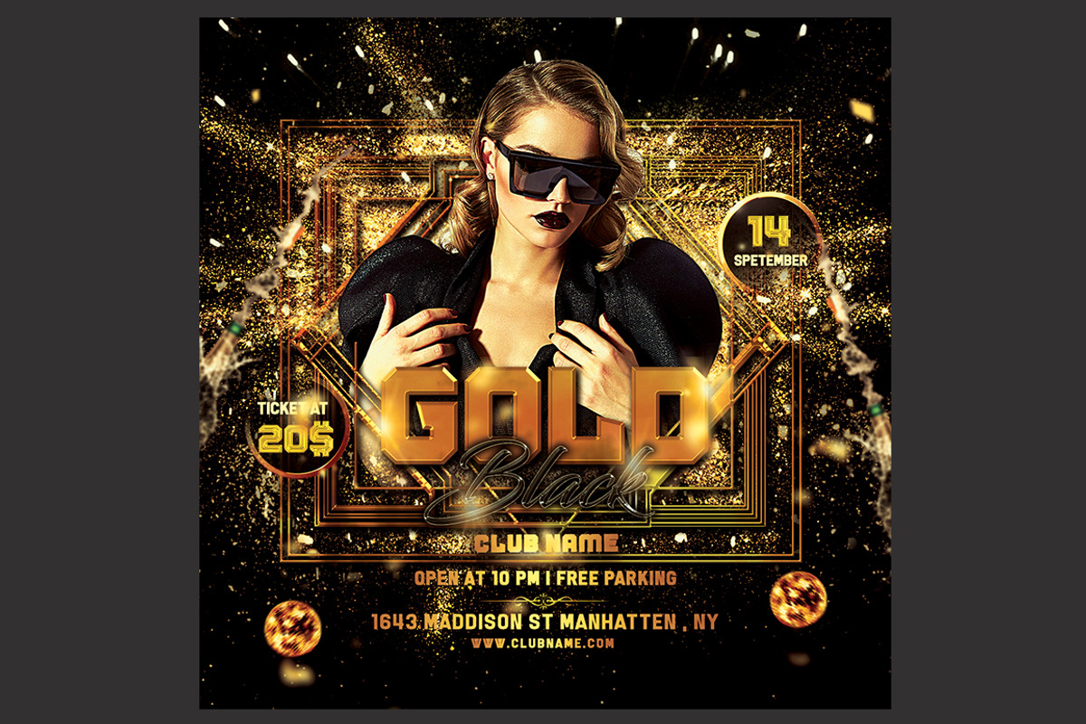 Black Gold Party Flyer, a Flyer Template by DSGraphicDesign