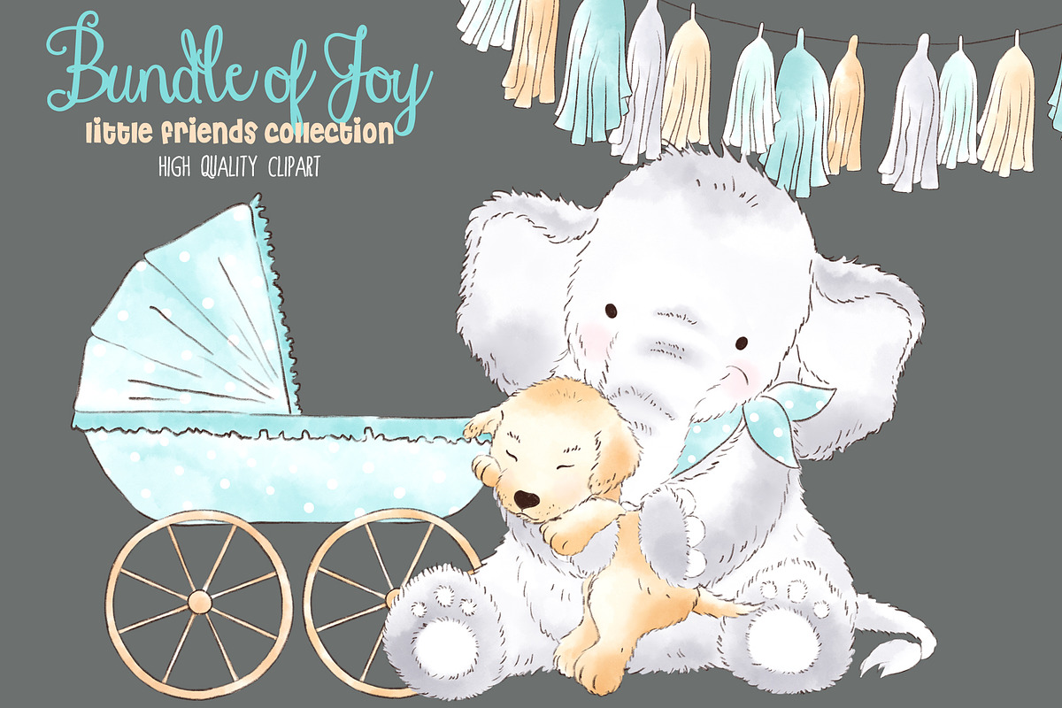 Elephant Babyboy Watercolor Clipart, an Animal Illustration by Magic Story Studio (Photo 4 of 4)