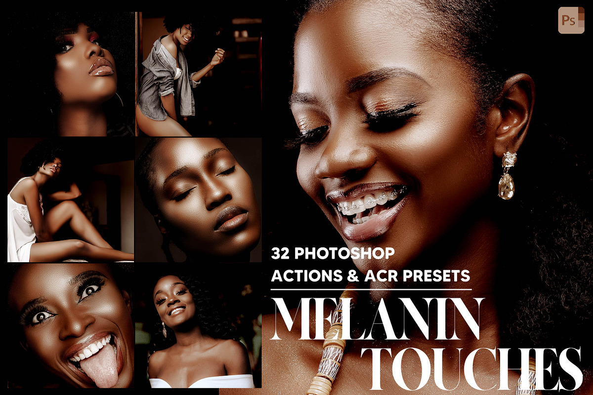 32 Melanin Touches Photoshop Actions, an Action Add-On by Hue Palettte Studio (Photo 1 of 10)
