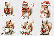 Watercolor Christmas Squirrel Clipar, a Seasonal Illustration by Rose Art (Thumbnail 2 of 4)