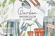 Watercolor Garden Clipart, an Illustration by MilanaDesignShop (Thumbnail 1 of 4)