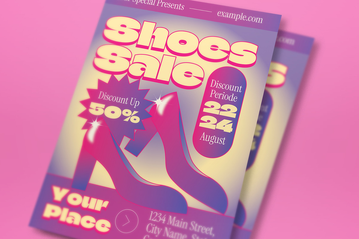 Pink Gradient Shoes Sale Flyer Set, a Flyer Template by graphicook (Photo 2 of 3)