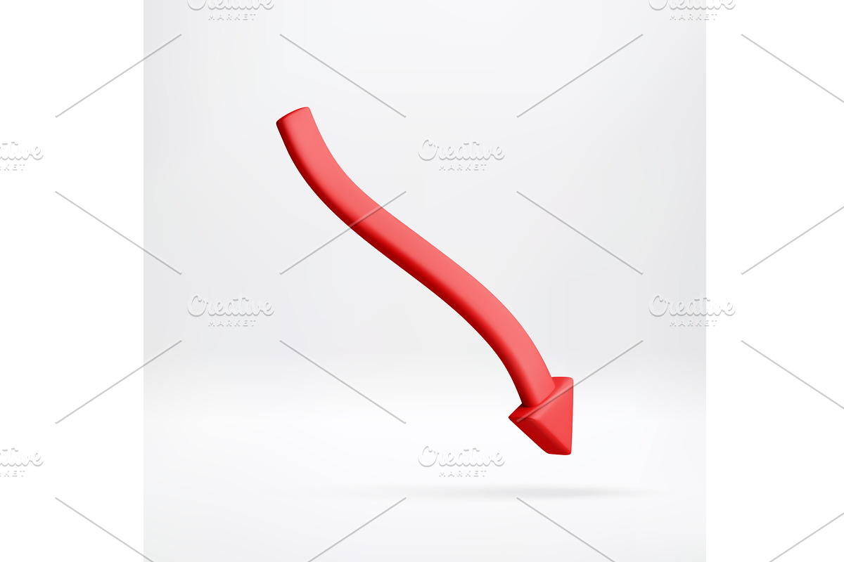 3D Red down arrow showing declining, a Finance Illustration by Abscent