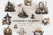 Halloween Clipart in Watercolor, an Object Graphic by Papaya (Thumbnail 1 of 7)