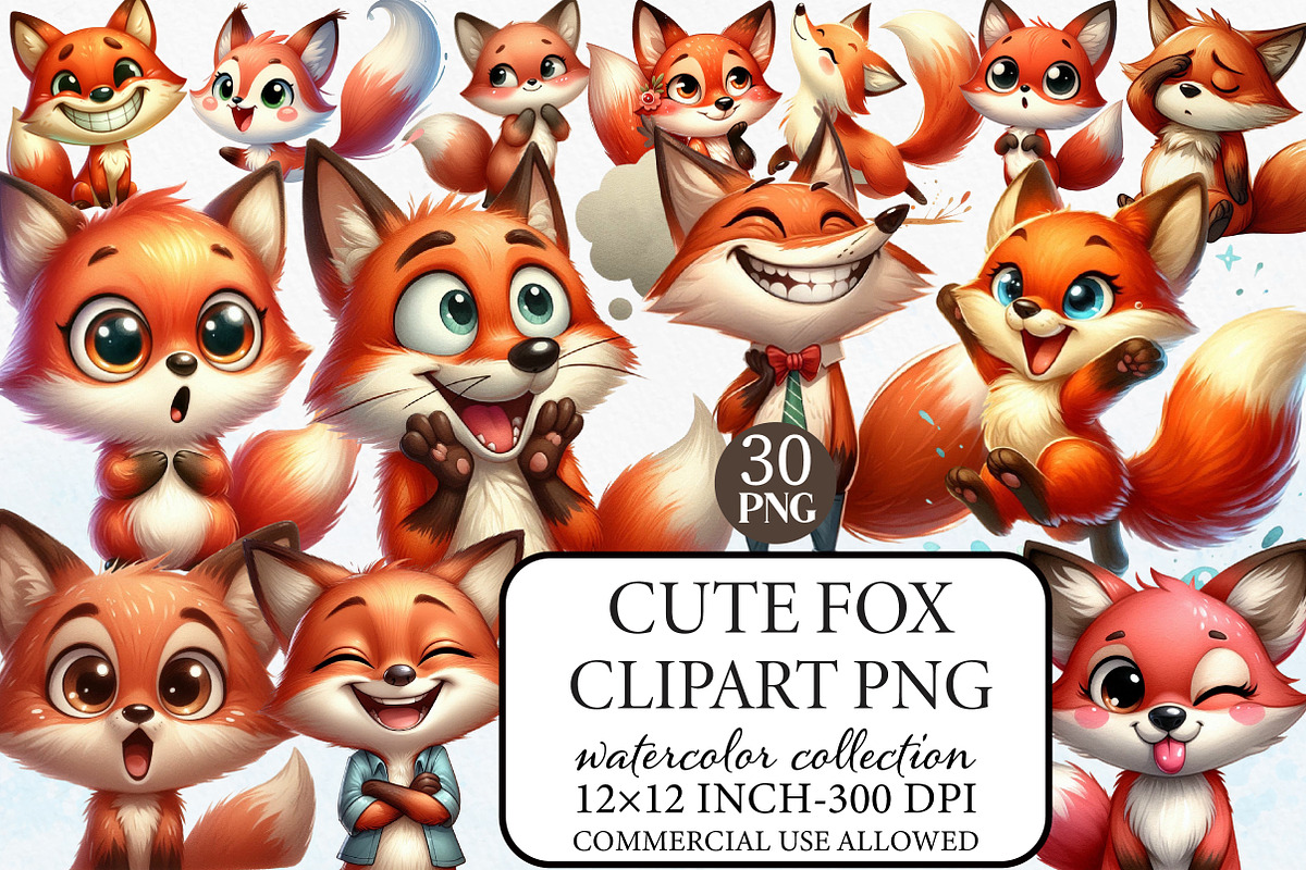 Cute Fox Clipart PNG, an Illustration by Libby Wishes (Photo 1 of 6)