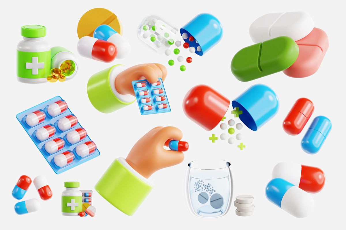 Medicine & Pills 3D Icon Set, an Object 3D Model by Eklip Studio (Photo 3 of 3)