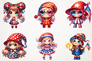 4th of July Cute Chibi Girl Gnome Su, a Seasonal Illustration by RobertsArt (Thumbnail 6 of 7)