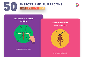 50 Insects And Bugs Icons