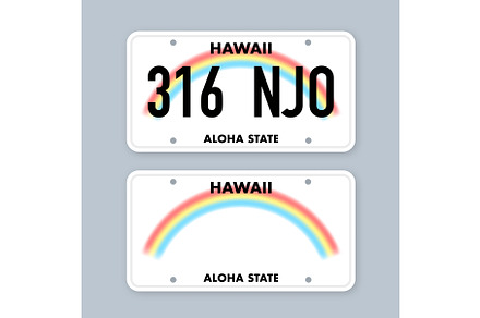 License plate of hawaii. Car number, a Decorative Illustration by DG-Market