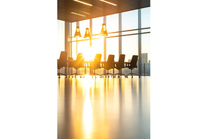 Modern conference room with sunlit, an Architecture Photo by Lermont51