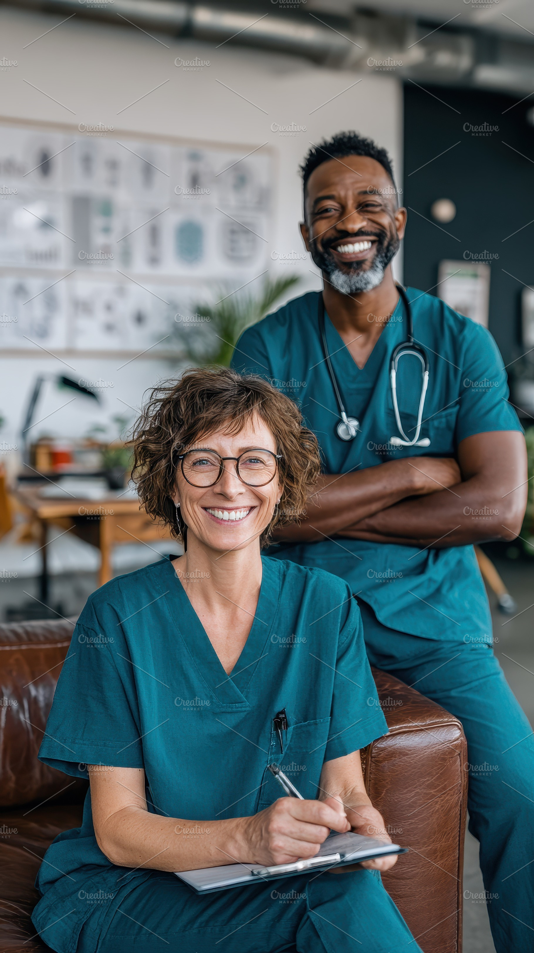 Smiling doctors teamwork healthcare, a Photo by Pixeness Studio