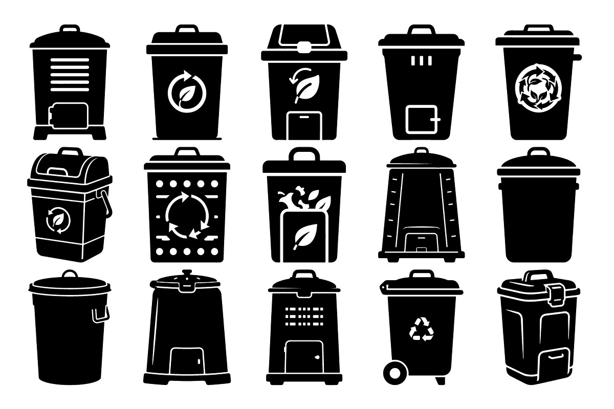 Eco Recycling Bin Icons Bundle, a Healthcare Illustration by abu67222 (Photo 1 of 16)