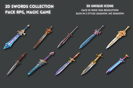 2D Swords Collection Pack (50 items)