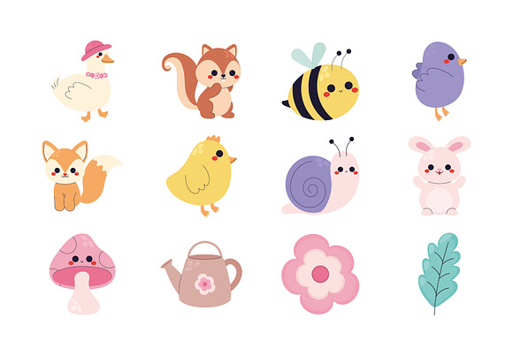 Cute Spring Animal Illustration Set preview 2