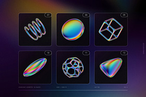 Iridescent Geometric 3D Shapes Vol.3