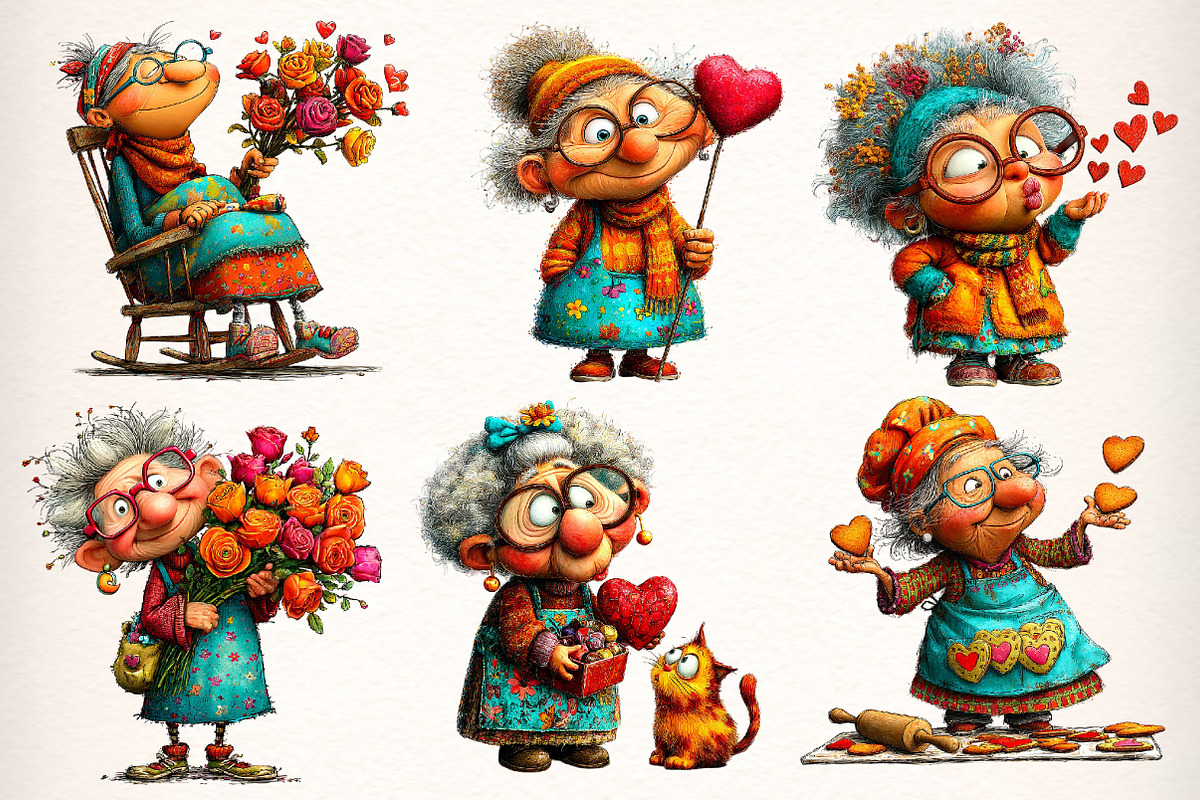 Quirky Elderly Valentine Woman, an Illustration by Dream Creation (Photo 6 of 8)