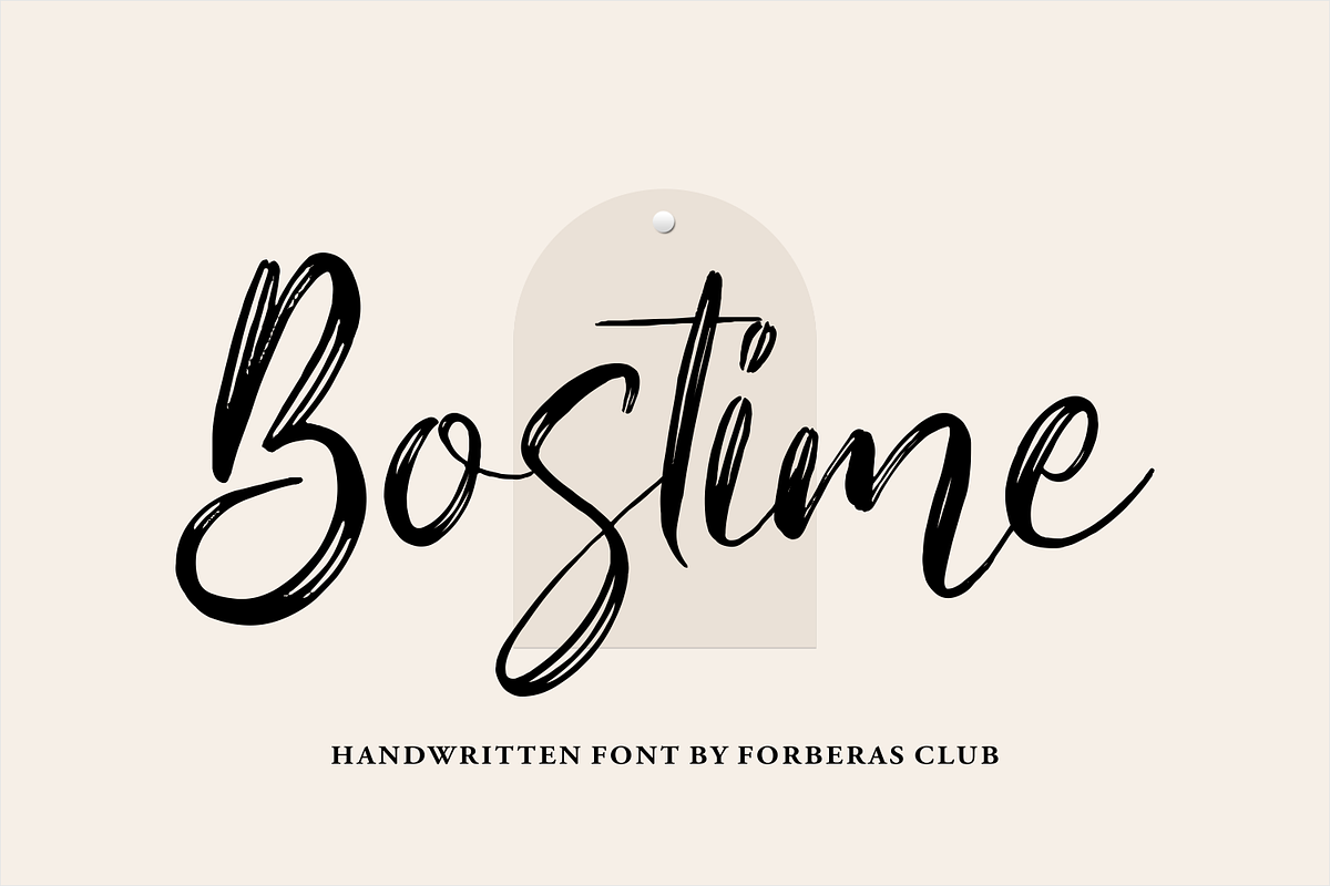 Bostime | Handwritten Font, a Script Font by Forberas Club (Photo 1 of 7)