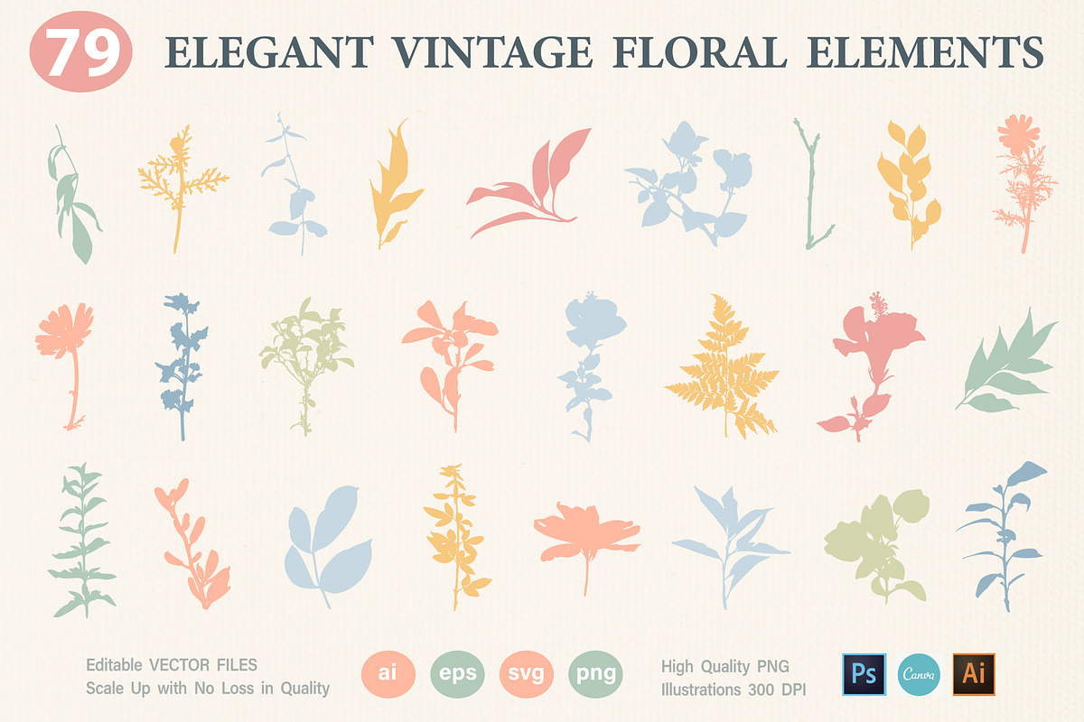 Vintage Floral Elements Atelier, an Object Graphic by Katrinelly (Photo 9 of 14)