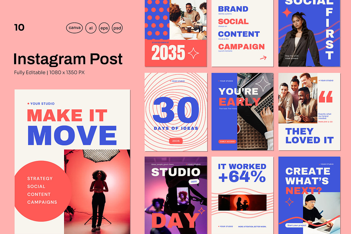 Creative Studio Social Media Pack, a Social Media Template by Pitchlook.Studio (Photo 1 of 3)
