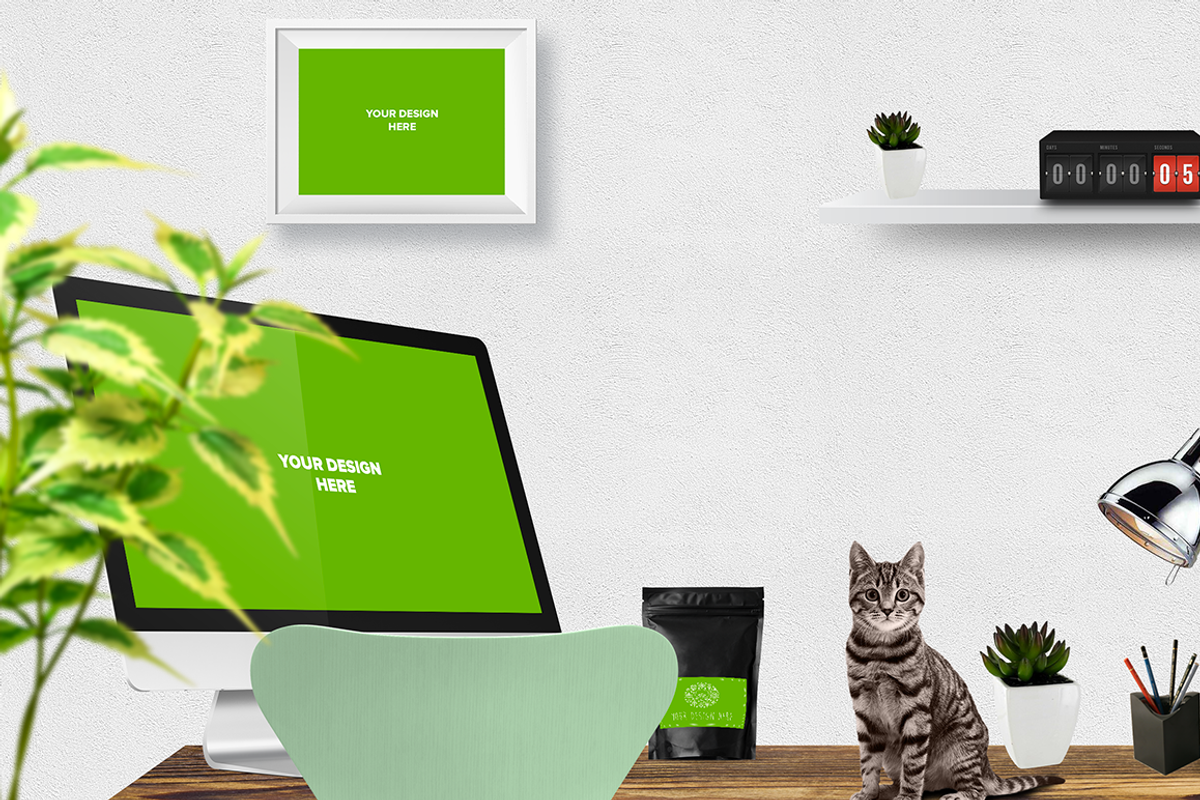 Mockup  scene creator-Desk edit, a Product Mockup by Leschinger.cz (Photo 2 of 8)