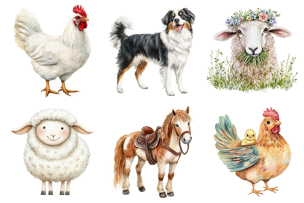Farm Yard Animals, Clipart, an Illustration by Daily.Designs (Photo 2 of 5)