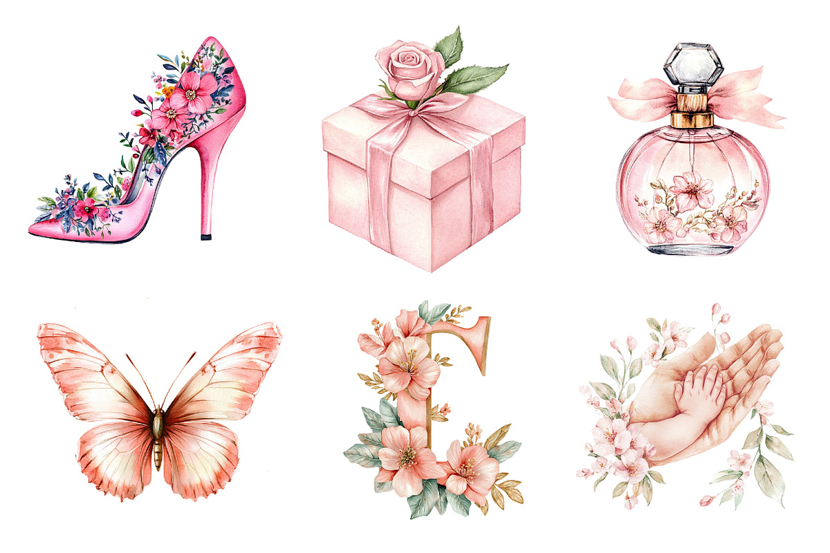 Blush Pink Mother's Day Clipart, an Illustration by CreationArt (Photo 3 of 5)