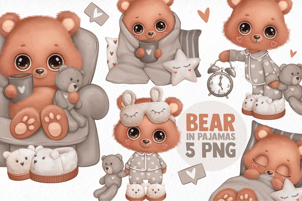 Bear in pajamas, an Animal Illustration by designs.svkl (Photo 1 of 6)