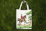 Fox Hunting watercolor clipart, an Animal Illustration by SimpleWishesArt (Thumbnail 7 of 7)