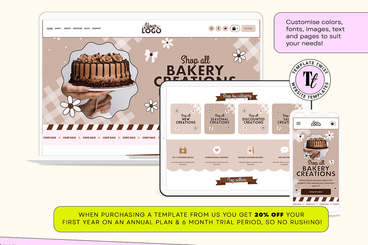 Cake Website Template, a Templates & Theme by Template Twist Shop (Photo 7 of 10)