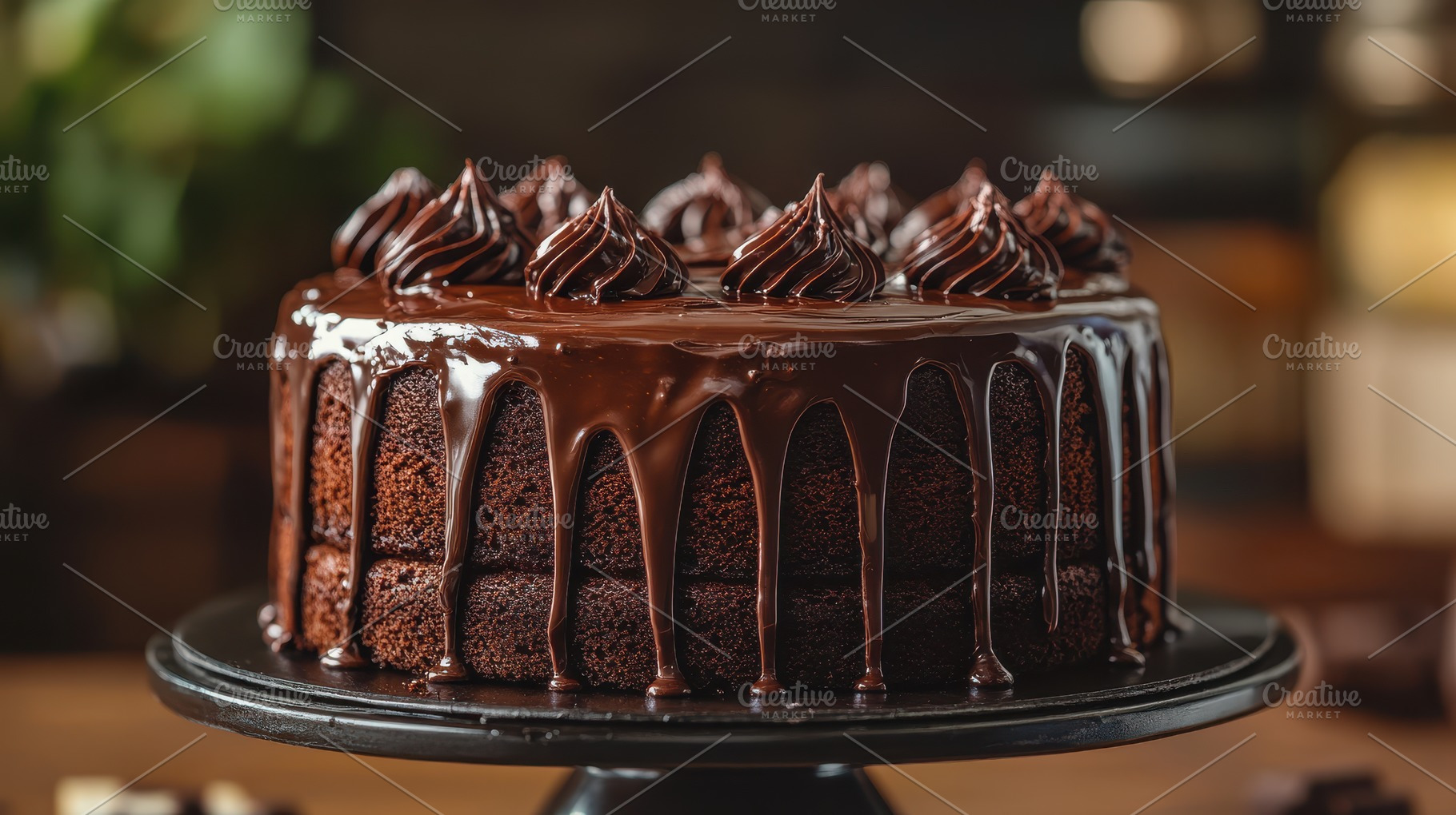 Delicious layered chocolate cake wit, a Food & Drink Photo by Pixeness Studio