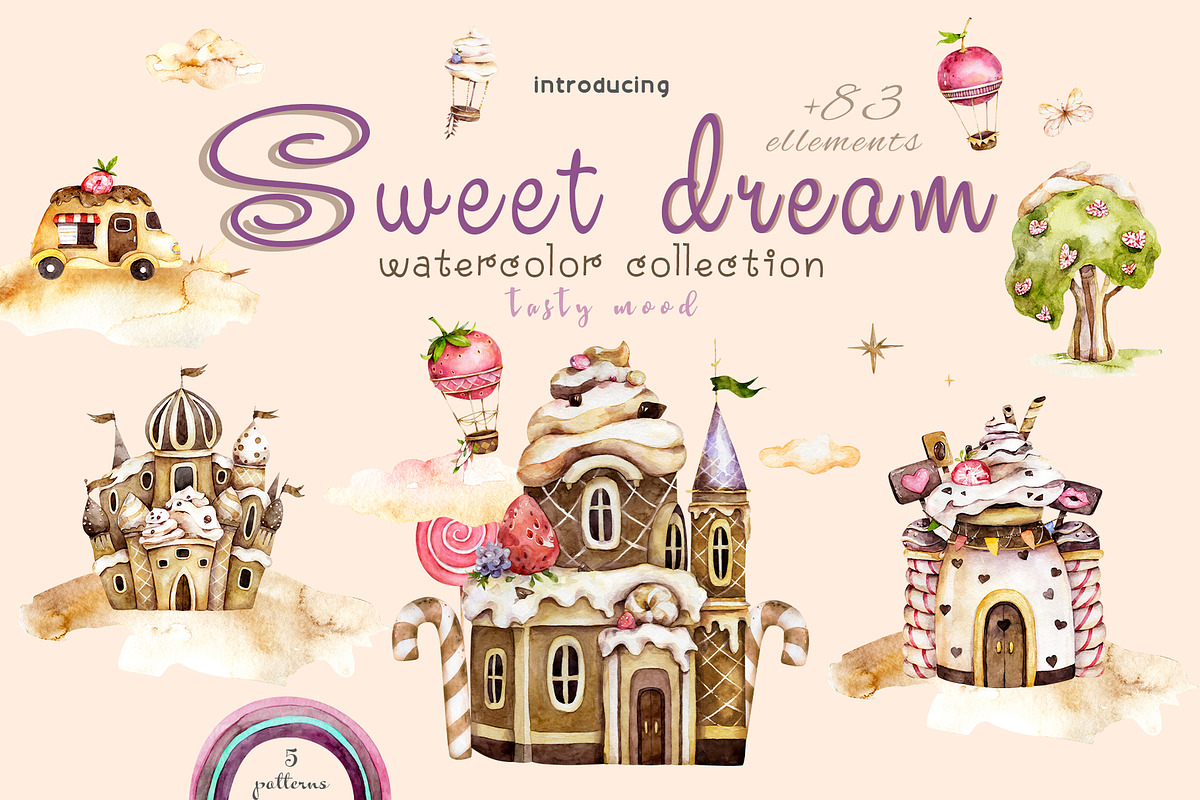 Sweet Dreams. Holiday watercolor set, a Decorative Illustration by Ann Art Houze (Photo 1 of 13)