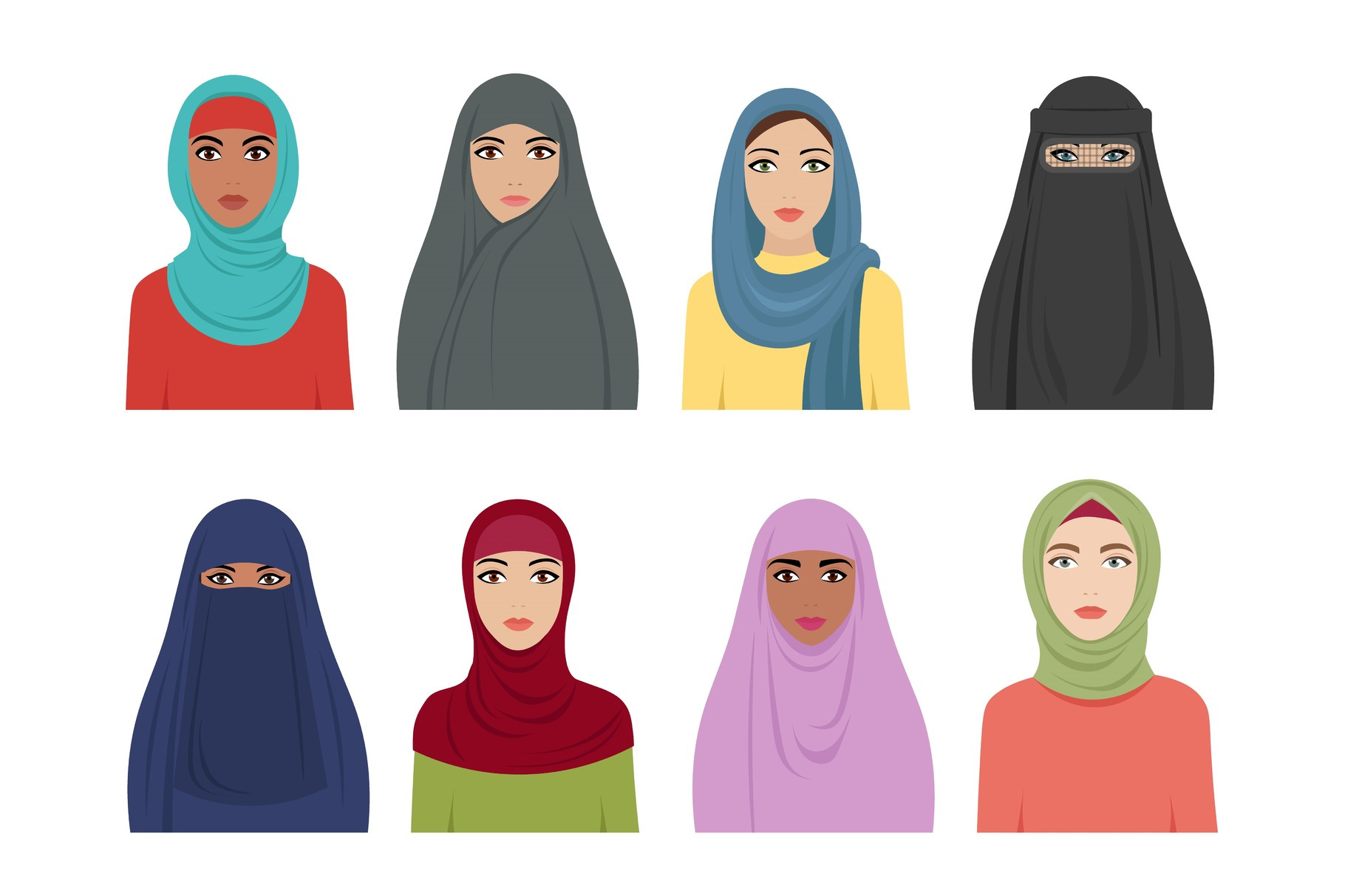 Muslim girls avatars. Islamic | Graphics ~ Creative Market