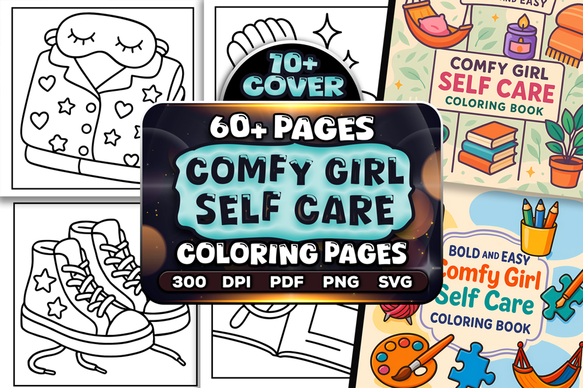 Easy Comfy Girl Self Care Coloring, a Person Illustration by Craftsbeefy (Photo 1 of 4)