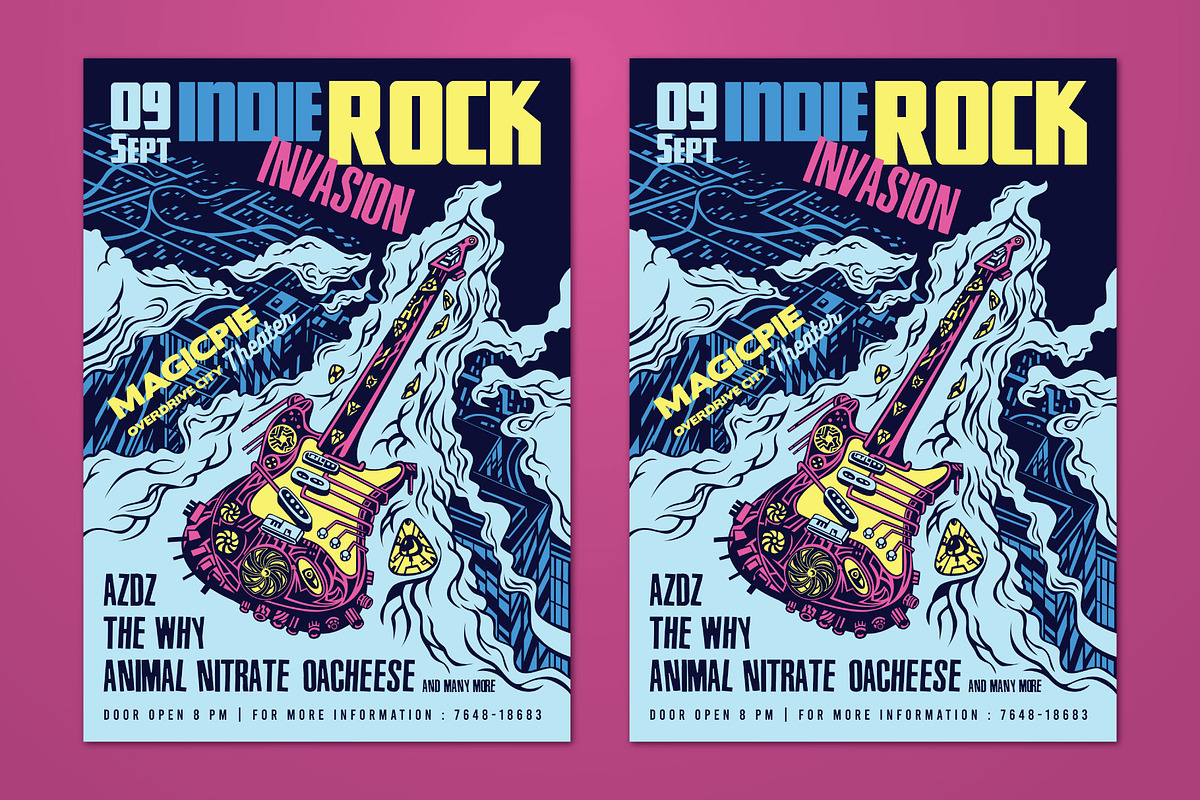 Guitar Alien Indie Rock Flyer, a Flyer Template by ashenterprise (Photo 2 of 3)